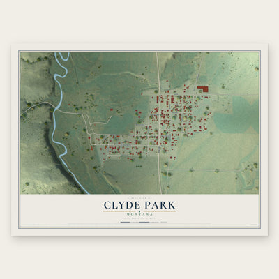 Clyde Park, Montana map print, the full design