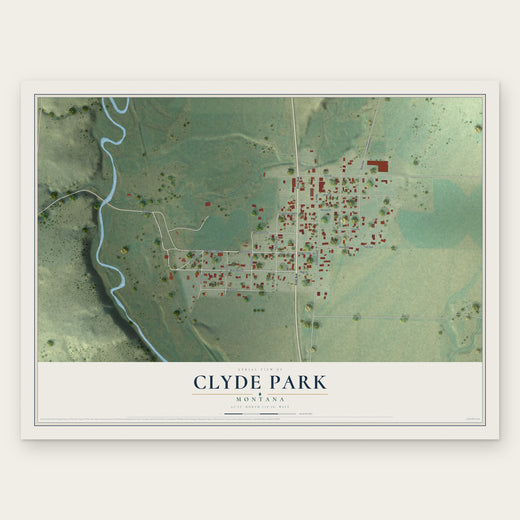 Clyde Park, Montana map print, the full design