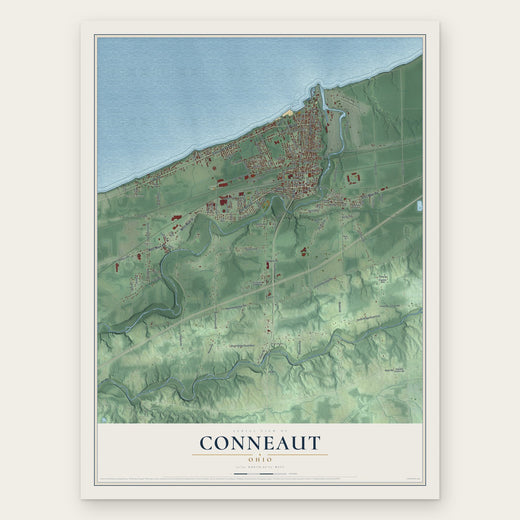 Conneaut, Ohio map print, the full design