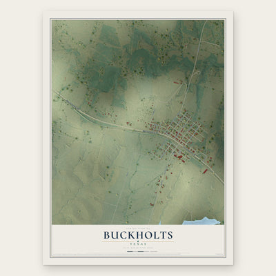 Buckholts, Texas map print, the full design
