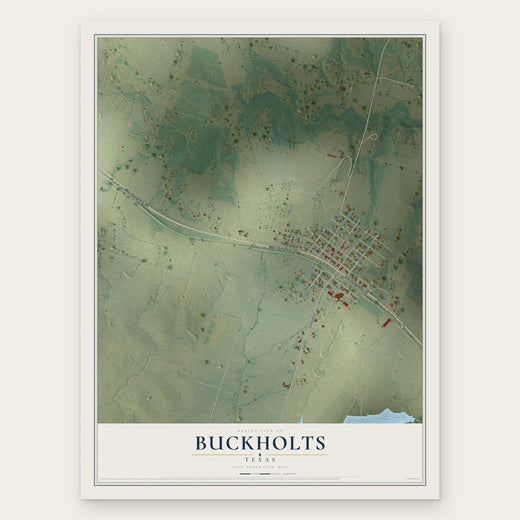 Buckholts, Texas map print, the full design