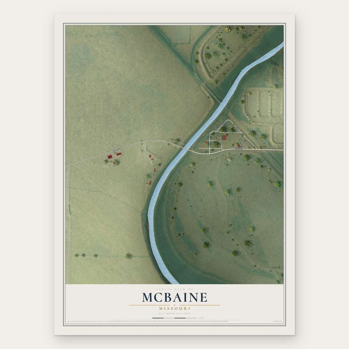 McBaine, Missouri map print, the full design