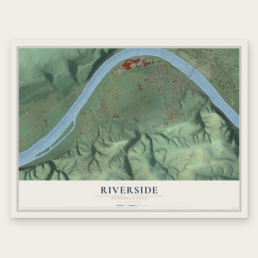 Riverside, Pennsylvania map print, the full design