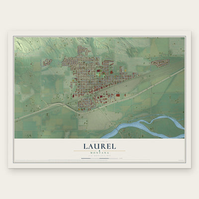 Laurel, Montana map print, the full design