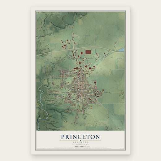 Princeton, Illinois map print, the full design