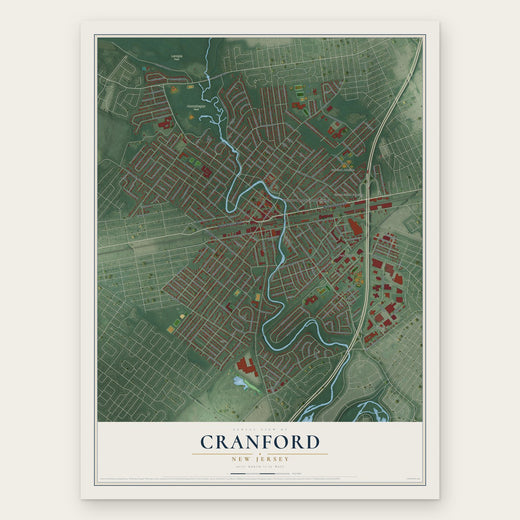 Cranford, New Jersey map print, the full design