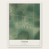 Cedar, Kansas map print, the full design