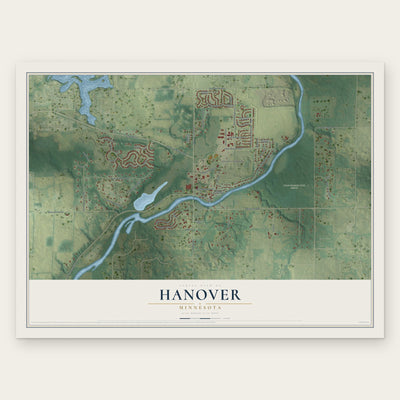 Hanover, Minnesota map print, the full design