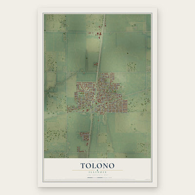 Tolono, Illinois map print, the full design
