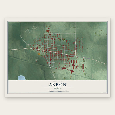 Akron, Indiana map print, the full design