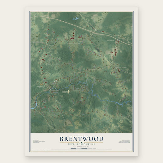 Brentwood, New Hampshire map print, the full design