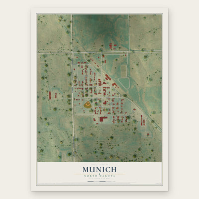 Munich, North Dakota map print, the full design