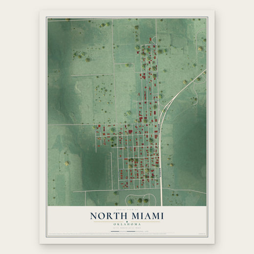 North Miami, Oklahoma map print, the full design