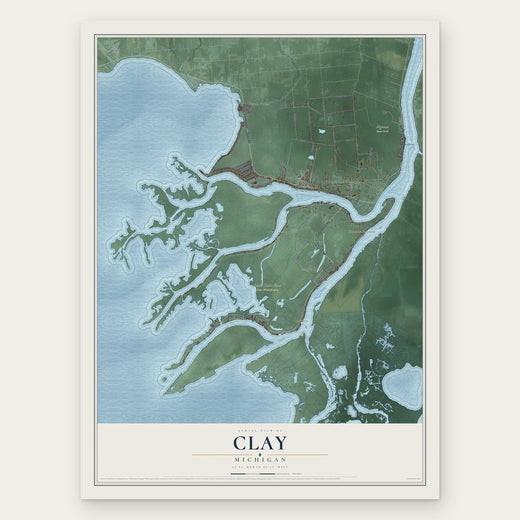 Clay, Michigan map print, the full design