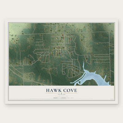 Hawk Cove, Texas map print, the full design
