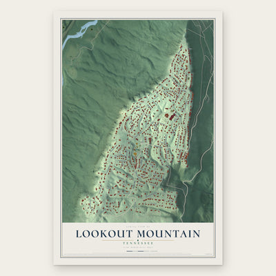 Lookout Mountain, Tennessee map print, the full design