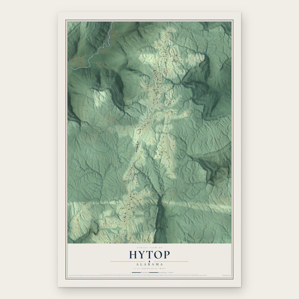 Hytop, Alabama map print, the full design