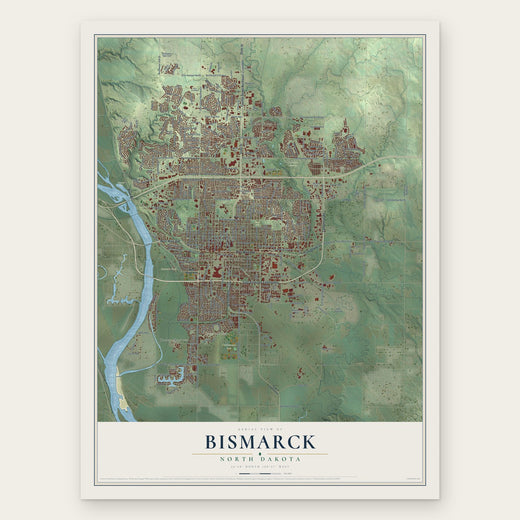 Bismarck, North Dakota map print, the full design