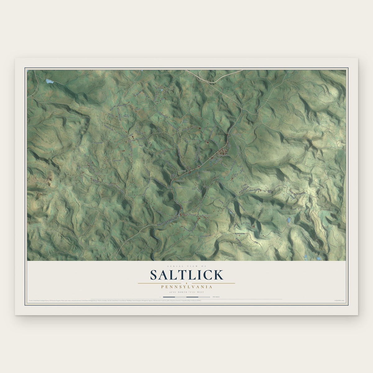 Saltlick, Pennsylvania map print, the full design