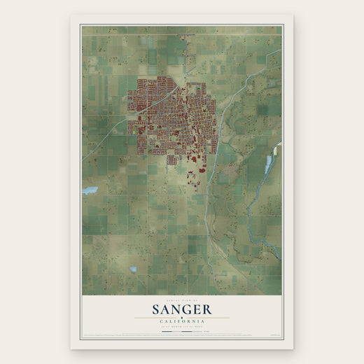 Sanger, California map print, the full design