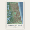 Jacksonville Beach, Florida map print, the full design