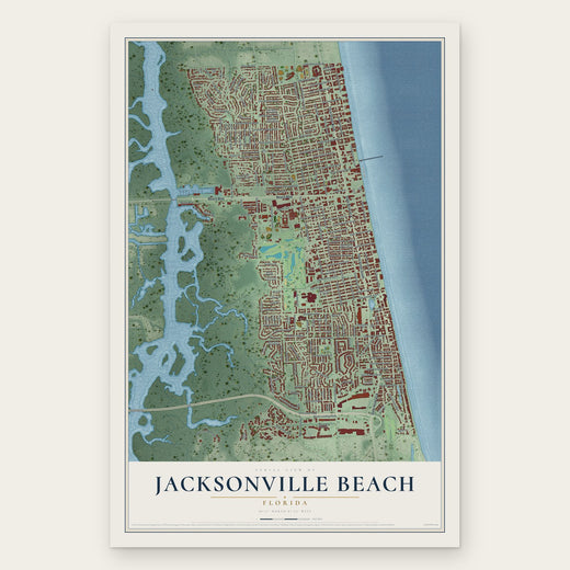 Jacksonville Beach, Florida map print, the full design
