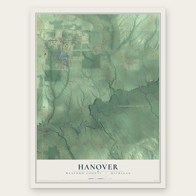Hanover, Wexford County, Michigan map print, the full design