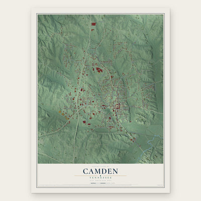 Camden, Tennessee map print, the full design