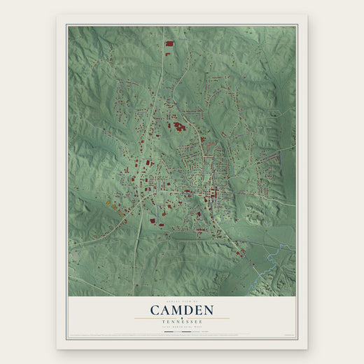 Camden, Tennessee map print, the full design