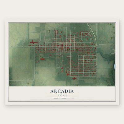 Arcadia, Indiana map print, the full design
