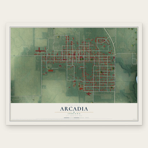 Arcadia, Indiana map print, the full design