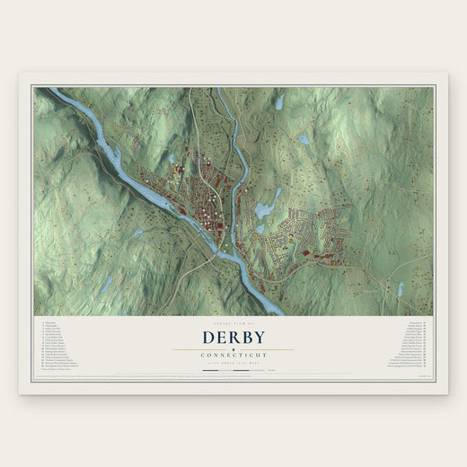 Derby, Connecticut map print, the full design
