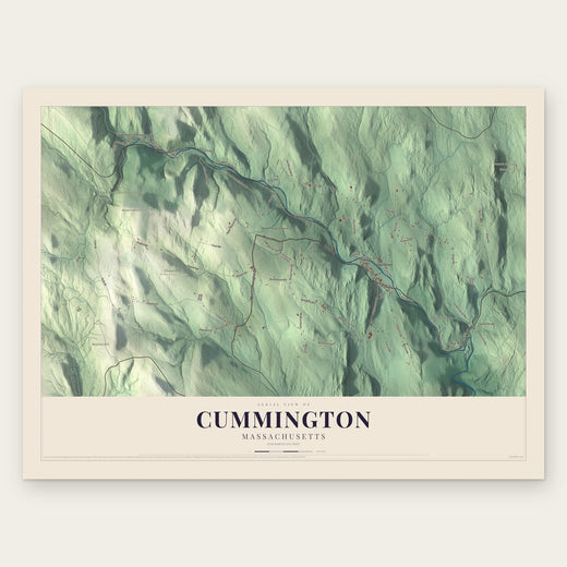 Cummington, Massachusetts map print, the full design
