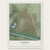 Worth, Illinois map print, the full design