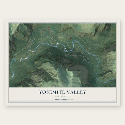 Yosemite Valley, California map print, the full design