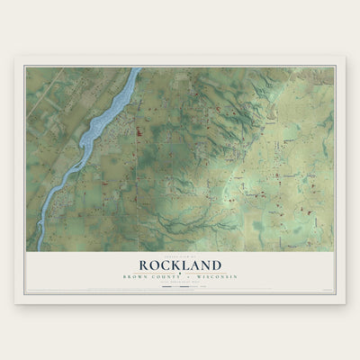 Rockland, Brown County, Wisconsin map print, the full design