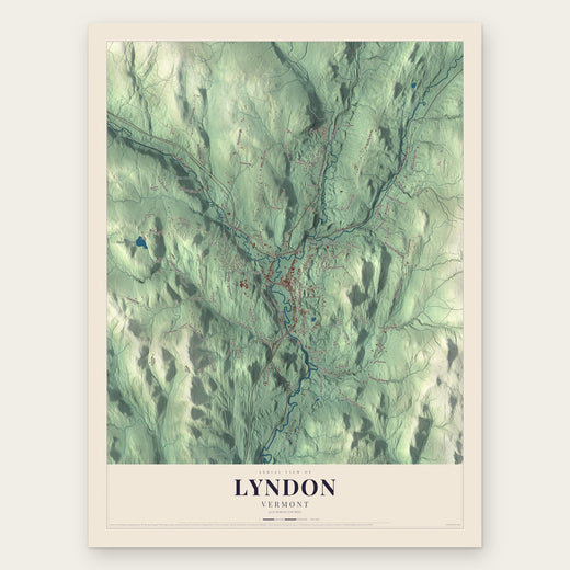 Lyndon, Vermont map print, the full design