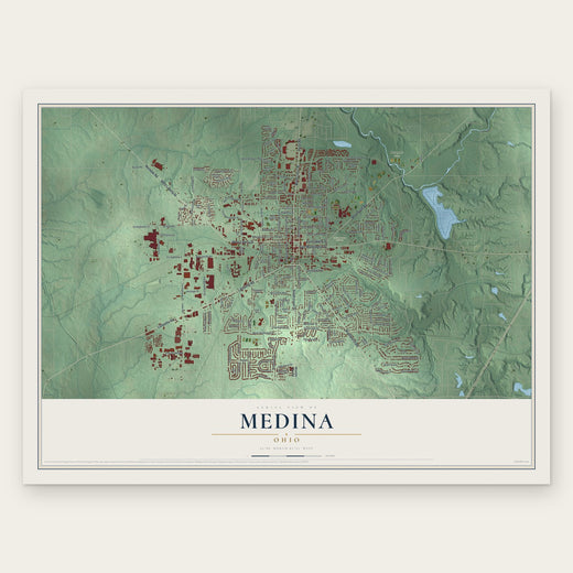 Medina, Ohio map print, the full design