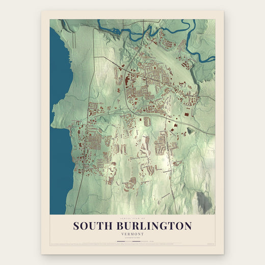 South Burlington, Vermont map print, the full design