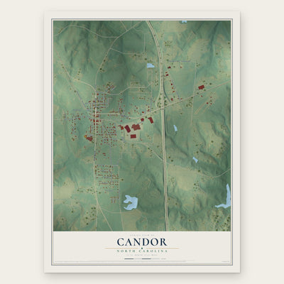 Candor, North Carolina map print, the full design