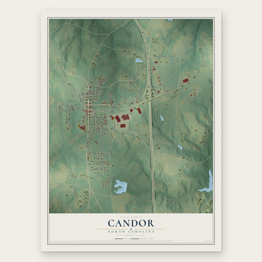 Candor, North Carolina map print, the full design