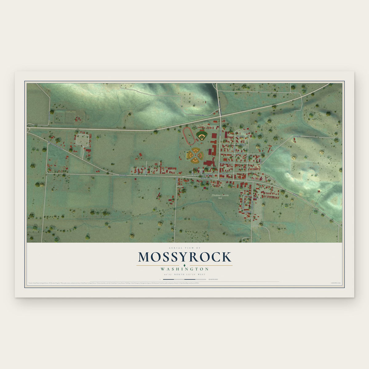 Mossyrock, Washington map print, the full design