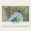 Jefferson, Louisiana map print, the full design