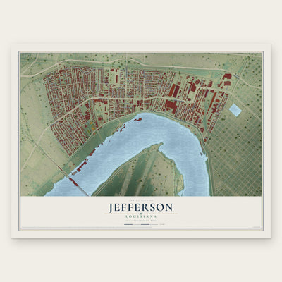 Jefferson, Louisiana map print, the full design
