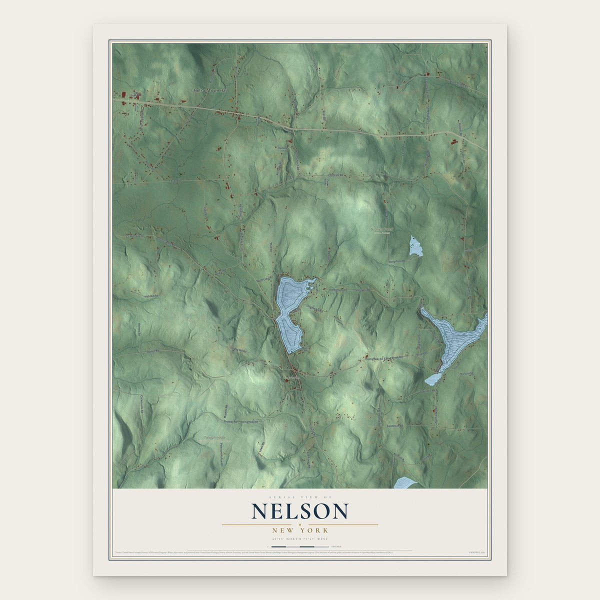 Nelson, New York map print, the full design