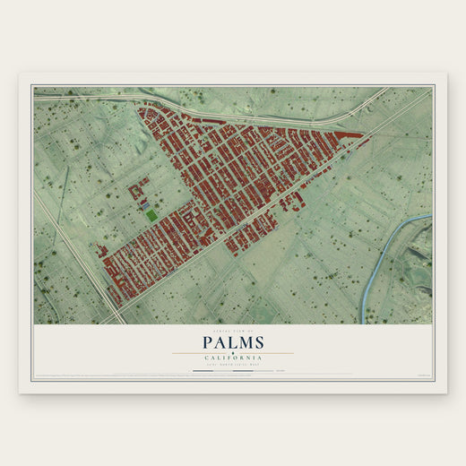 Palms, California map print, the full design