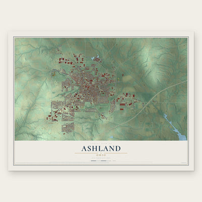 Ashland, Ohio map print, the full design