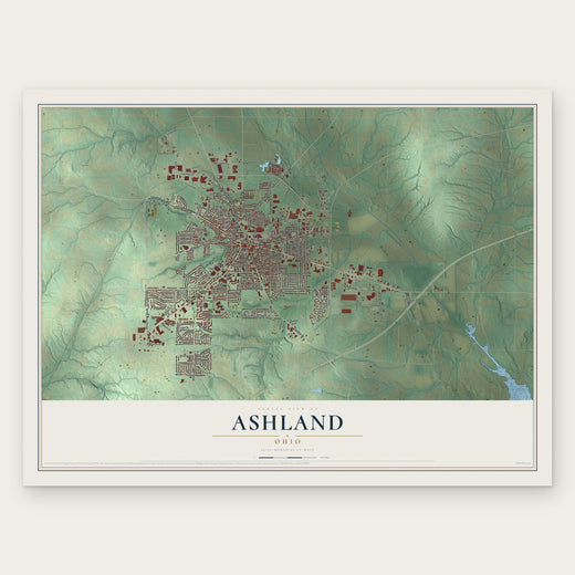 Ashland, Ohio map print, the full design