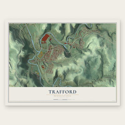 Trafford, Pennsylvania map print, the full design