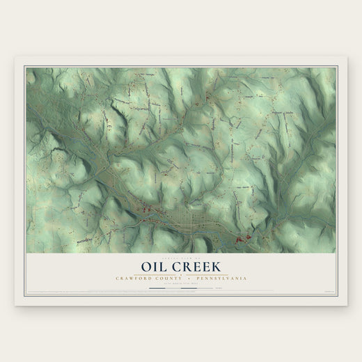 Oil Creek, Crawford County, Pennsylvania map print, the full design